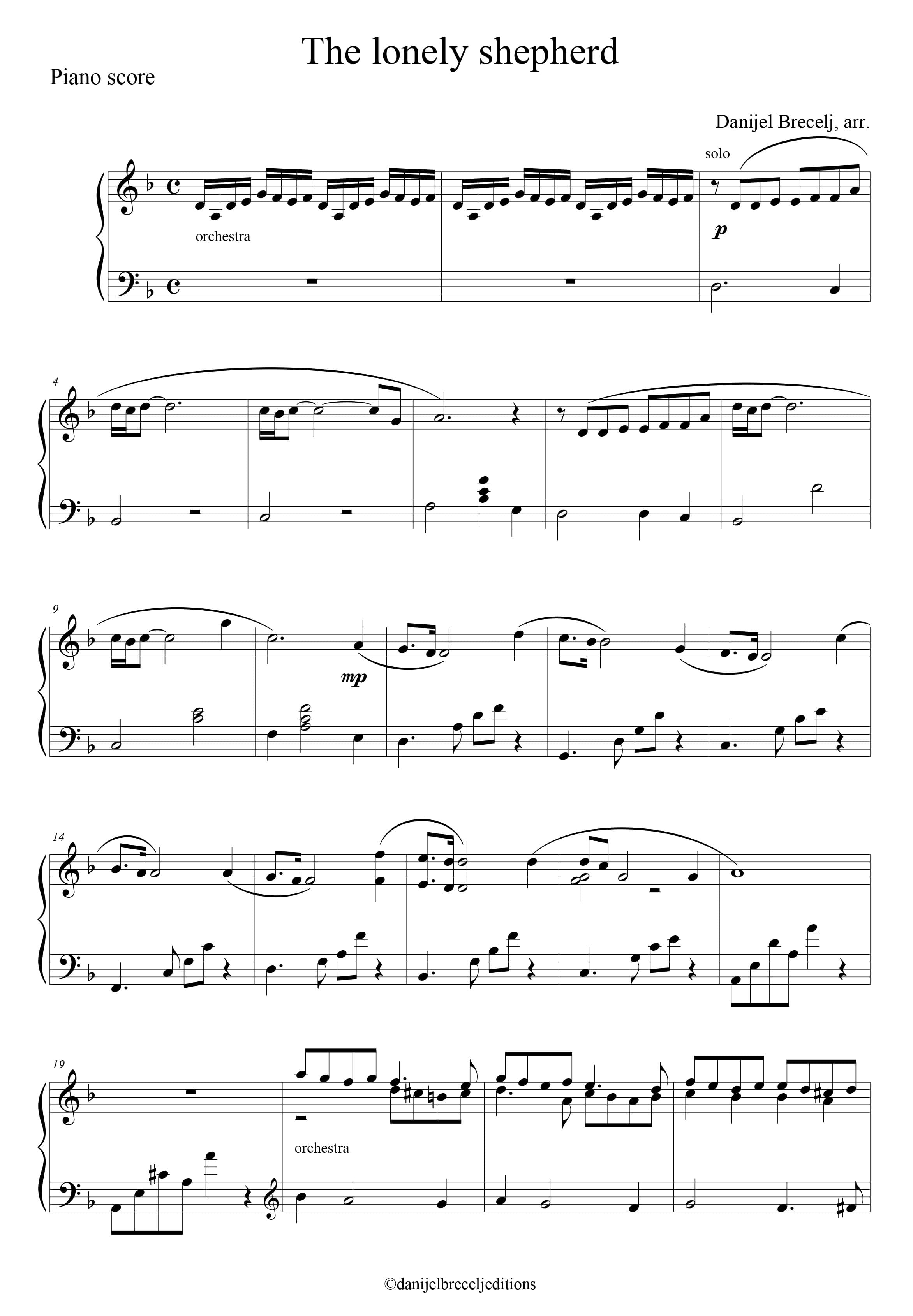 The Lonely Shepherd, piano score and orchestra playback preview 2